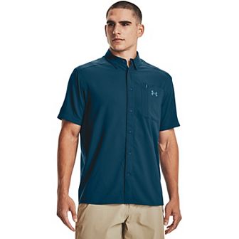 Men's Under Armour UPF 30 Drift Tide 2.0 Fitted Performance Short Sleeve Button-Down Shirt