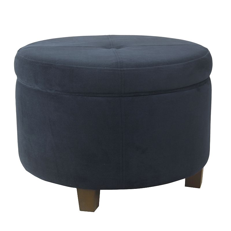 HomePop Large Velvet Storage Ottoman, Blue