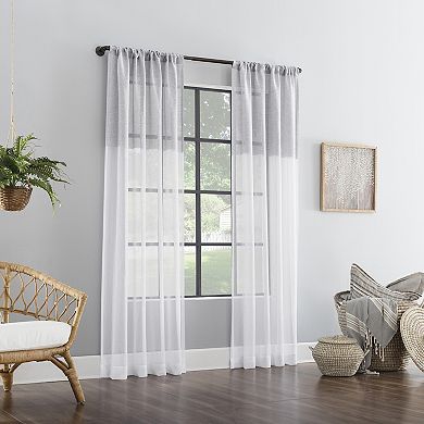 Clean Window Color Block Accent Anti-Dust Sheer Window Curtain Panel
