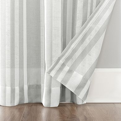 Clean Window Leno Weave Stripe Anti-Dust Sheer Window Curtain Panel