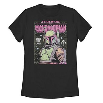Juniors' Star Wars: The Mandalorian Boba Fett Neon Comic Cover Tee