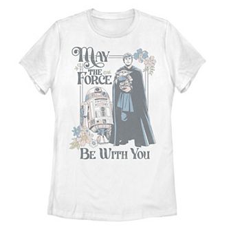 Juniors' Star Wars: The Mandalorian Luke Skywalker Floral Portrait Tee