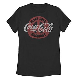 Juniors' Coca Cola 70s Peace Sign Tee