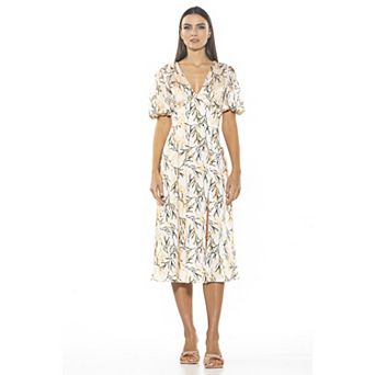 Women's ALEXIA ADMOR Puff-Sleeve Fit & Flare Dress