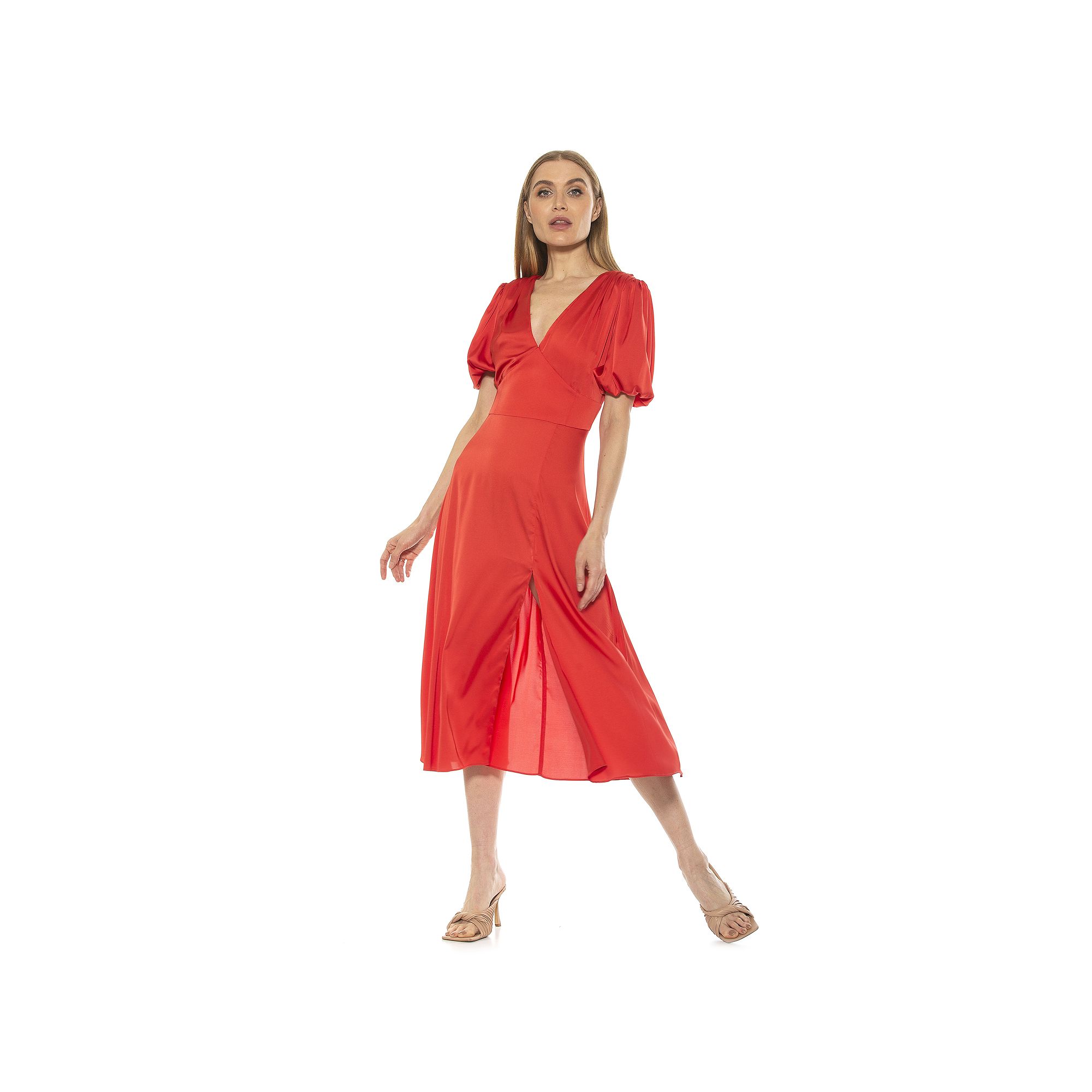 Womens ALEXIA ADMOR Puff-Sleeve Fit & Flare Dress, Size: 6, Pink
