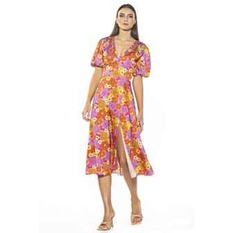 Women's ALEXIA ADMOR Puff-Sleeve Fit & Flare Dress