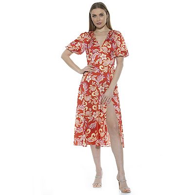 Women's ALEXIA ADMOR Puff-Sleeve Fit & Flare Dress