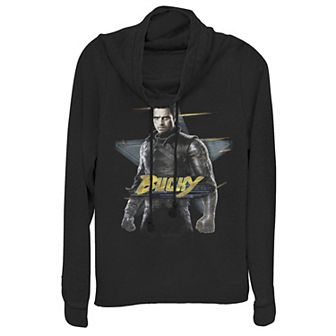 Juniors' Marvel The Falcon & The Winter Soldier Bucky Portrait Cowlneck Pullover