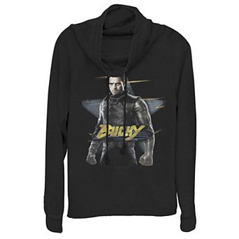 Juniors' Marvel The Falcon & The Winter Soldier Bucky Portrait Cowlneck Pullover