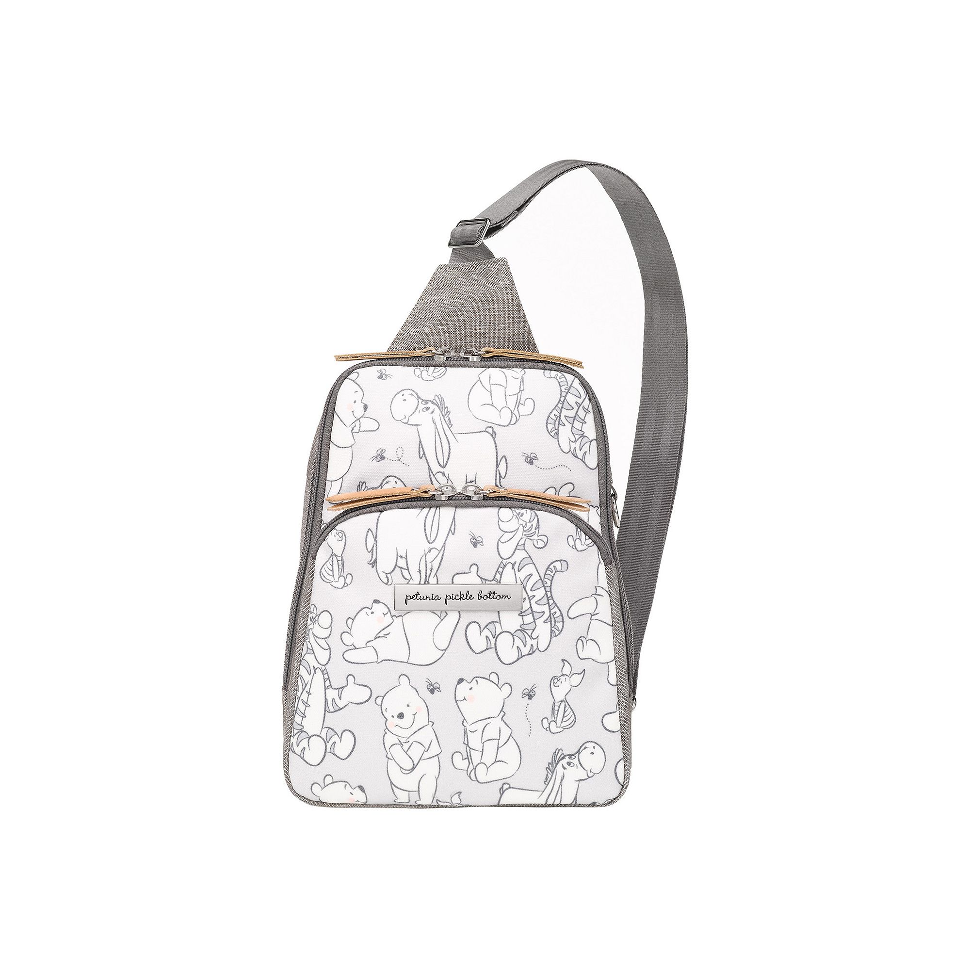 Petunia Pickle Bottom Criss-Cross Sling Bag in Disneys Playful Pooh, Gray