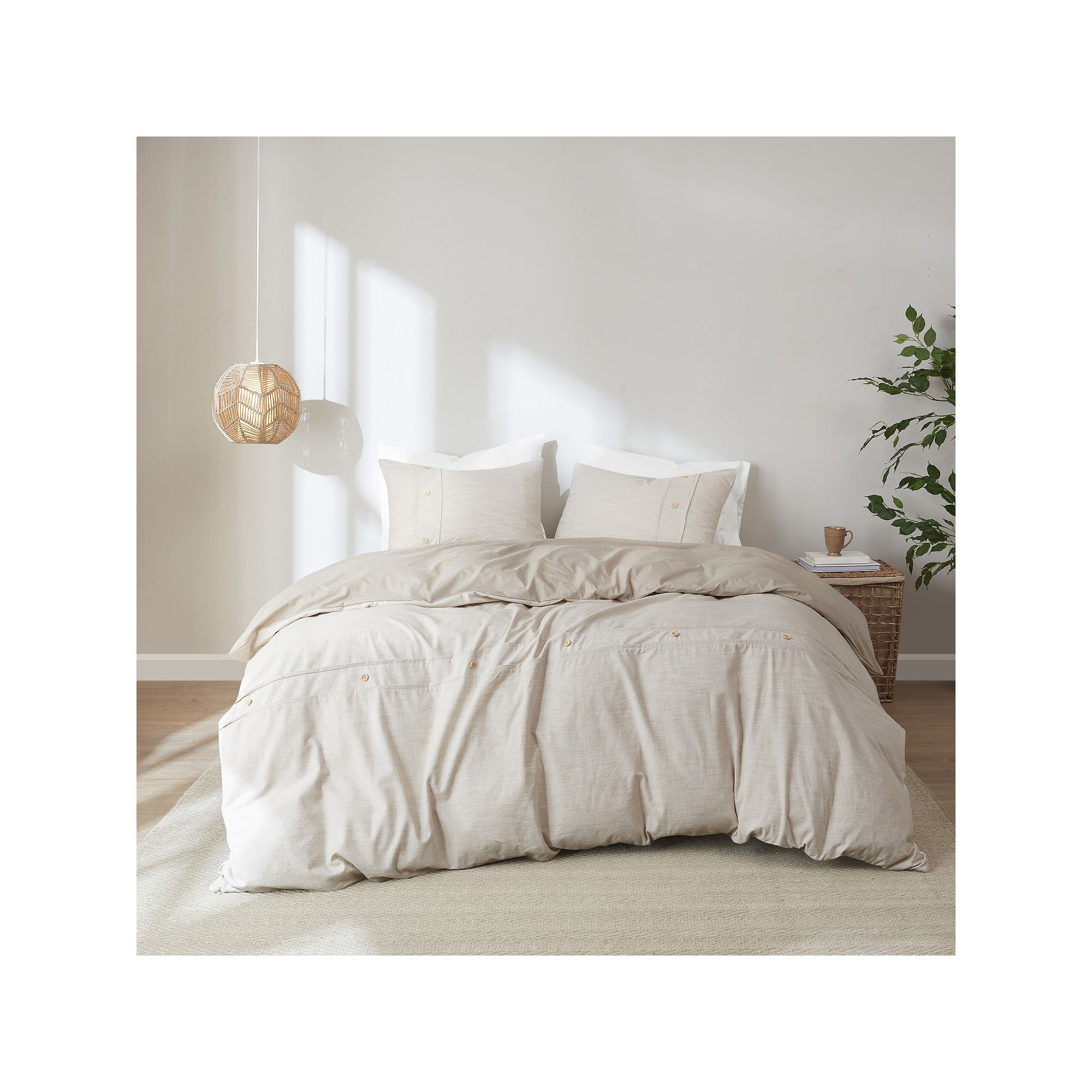 Madison Park Blakely Oversized Duvet Cover Set with Shams, Natural