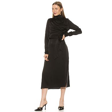 Women's ALEXIA ADMOR Mockneck Draped Midi Dress