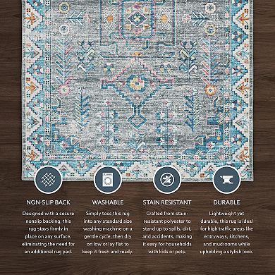 Linon Larson Machine Washable Rug