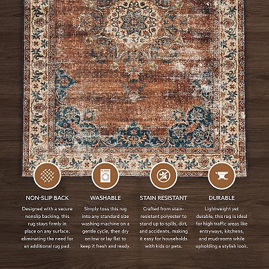 Linon Foster Machine Washable Rug