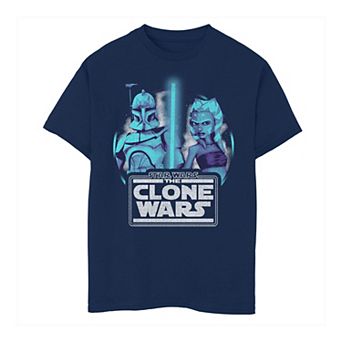 Boys 8-20 Star Wars: The Clone Wars Ahsoka & Rex Lightsaber Portrait Tee