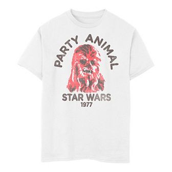 Boys 8-20 Star Wars Chewbacca "Party Animal" Red Hue Portrait Tee