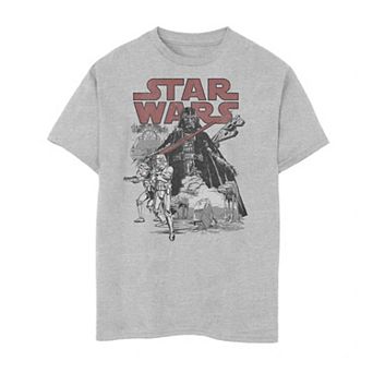 Boys 8-20 Star Wars Darth Vader Sketched Portrait Logo Tee