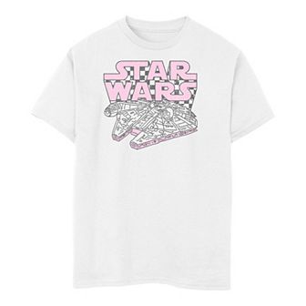 Boys 8-20 Star Wars Millennium Falcon Checkered Logo Tee