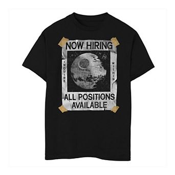 Boys 6-20 Star Wars Now Hiring On The Death Star Tee