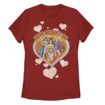 Juniors' Justice League Wonder Woman Mother's Day Heart Graphic Tee