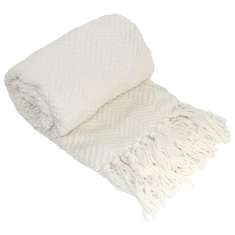 72656190 Serenta Knitted Tweed Throw, White sku 72656190