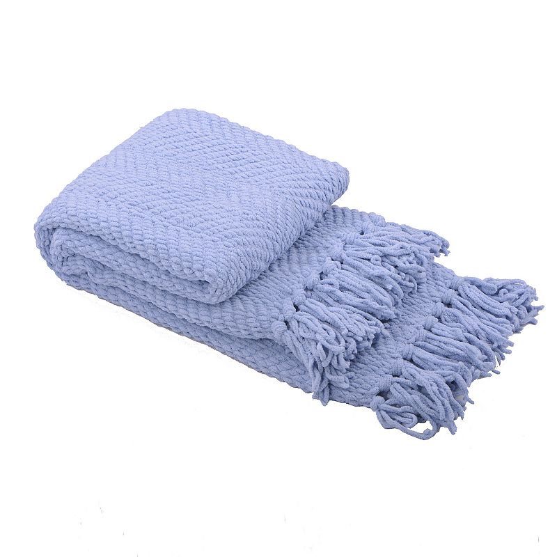 Serenta Knitted Tweed Throw, Blue