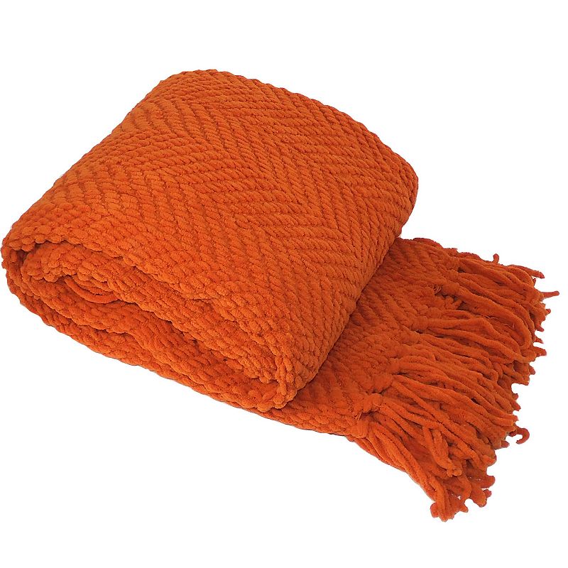 Serenta Knitted Tweed Throw, Orange