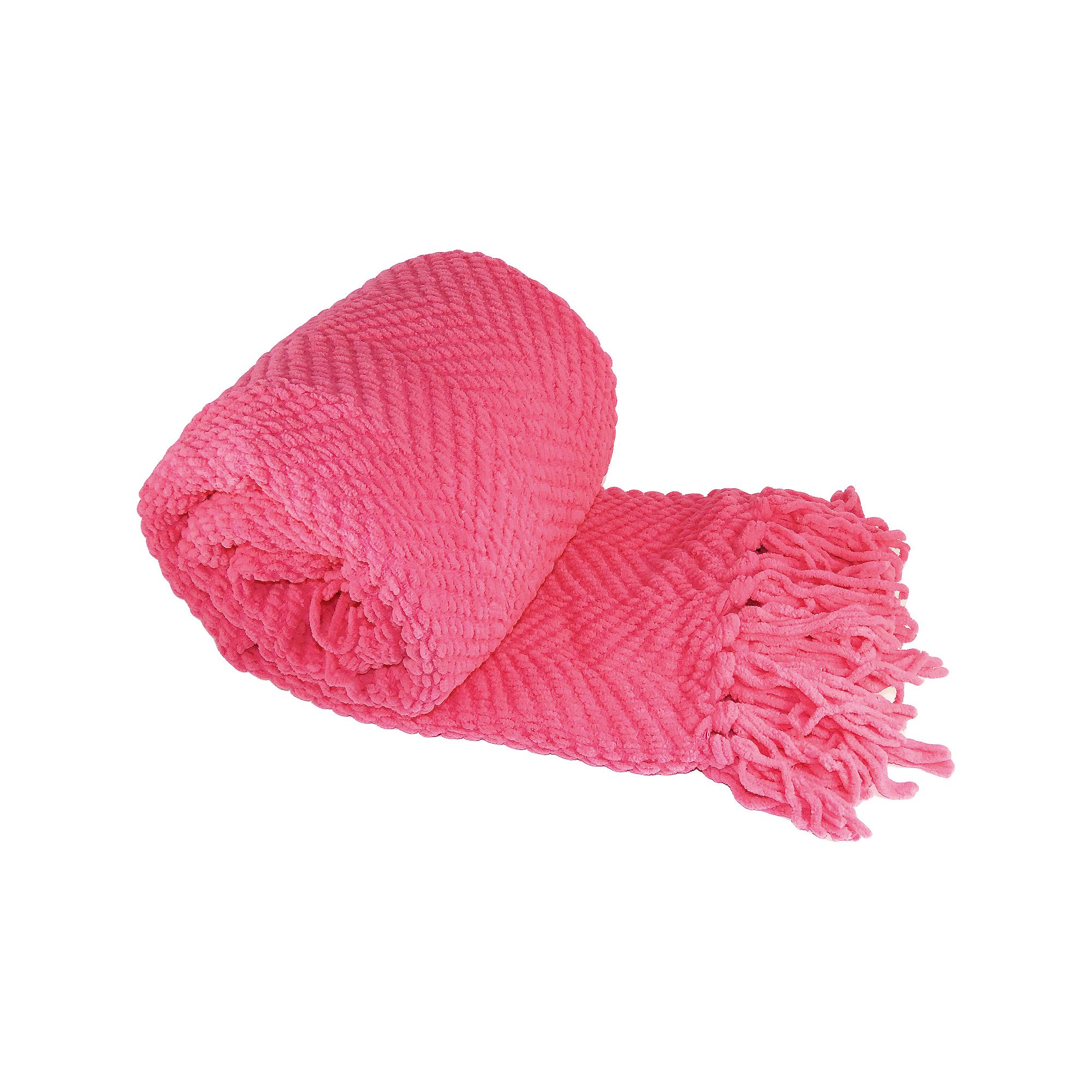 Serenta Knitted Tweed Tassel Throw, Camellia Pink