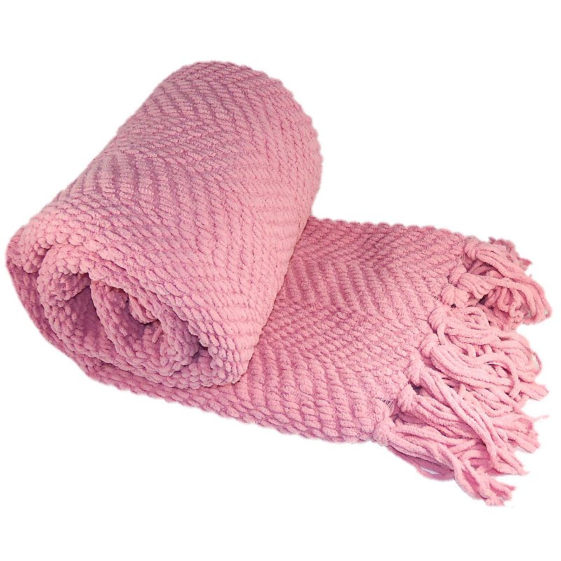 34019964 Serenta Knitted Tweed Throw, Pink sku 34019964