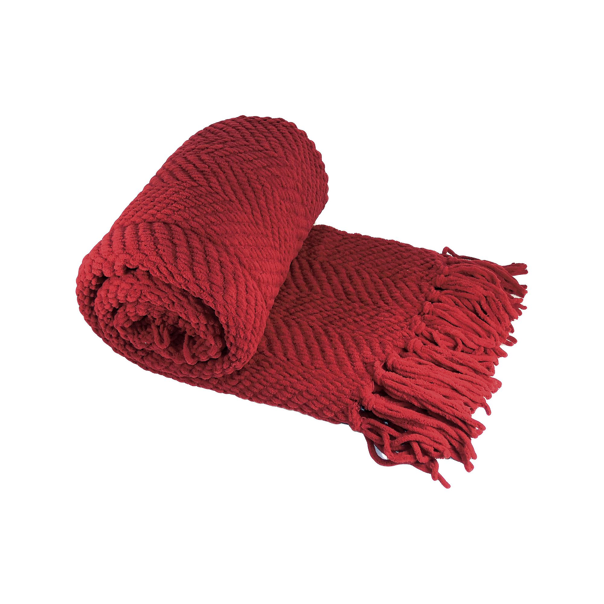 Serenta Knitted Tweed Tassel Throw, Red Pepper