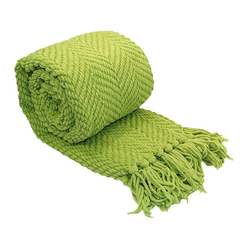 Serenta Knitted Tweed Throw, Green