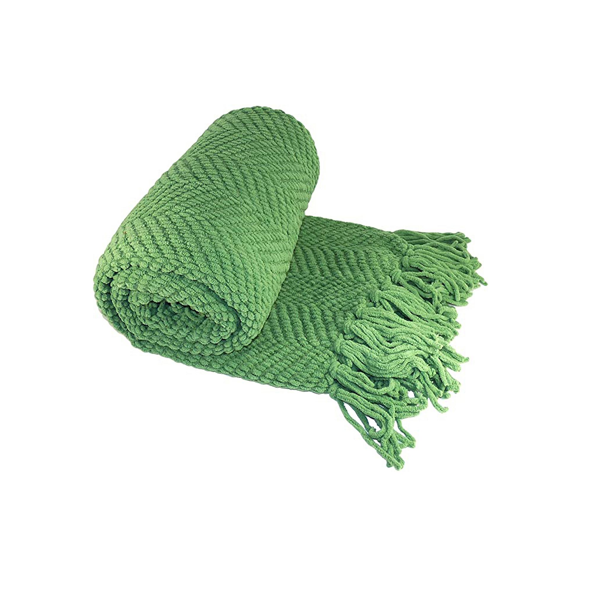 Serenta Knitted Tweed Tassel Throw, Green Eyes