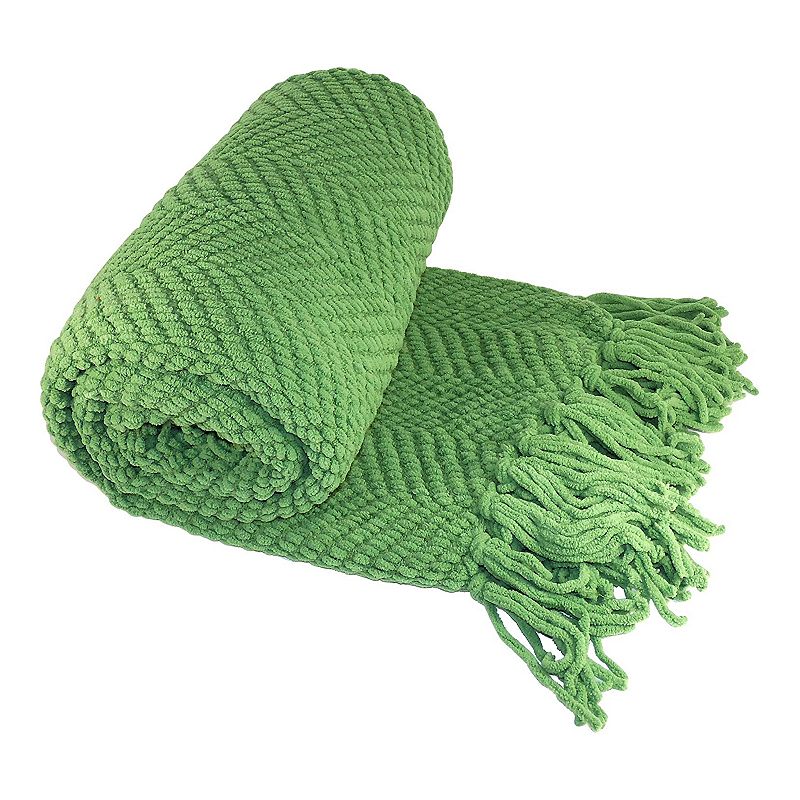 Serenta Knitted Tweed Throw, Green