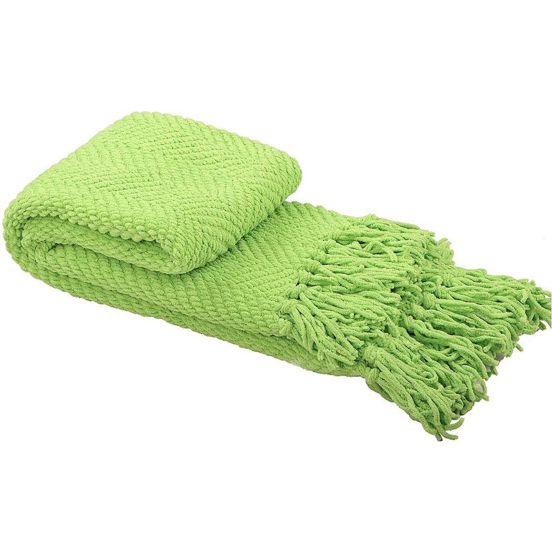 81946369 Serenta Knitted Tweed Throw, Green sku 81946369