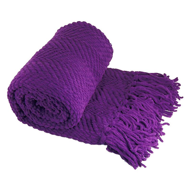 Serenta Knitted Tweed Throw, Purple