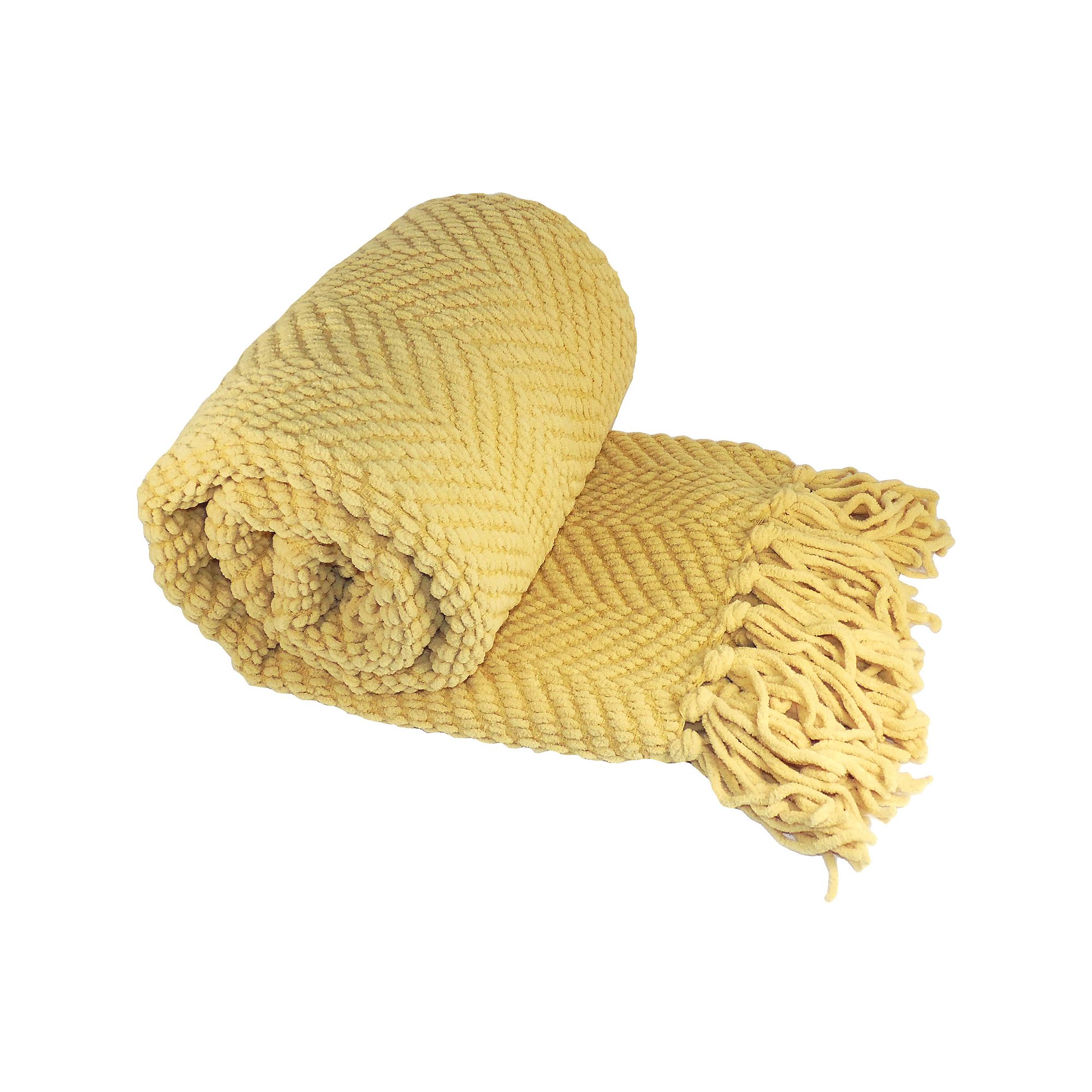 Serenta Knitted Tweed Tassel Throw, Jojoba Yellow