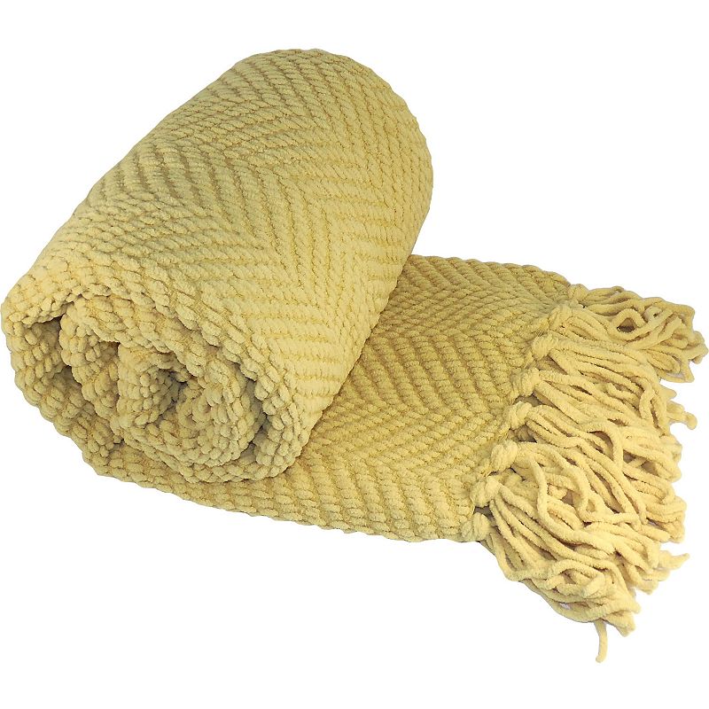 70177902 Serenta Knitted Tweed Throw, Yellow sku 70177902