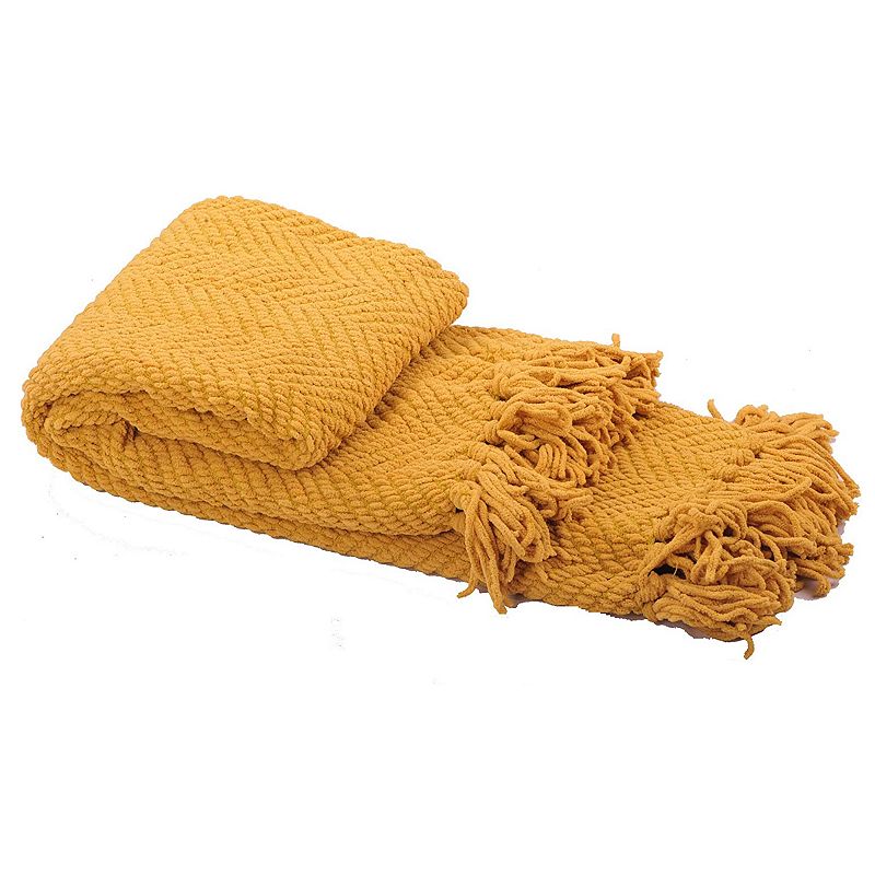 Serenta Knitted Tweed Throw, Yellow