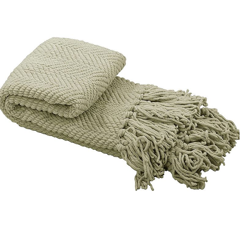 59244708 Serenta Knitted Tweed Throw, Beig/Green sku 59244708