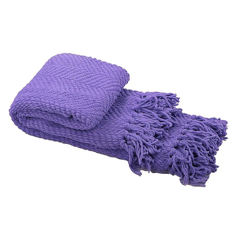 83042532 Serenta Knitted Tweed Throw, Purple sku 83042532