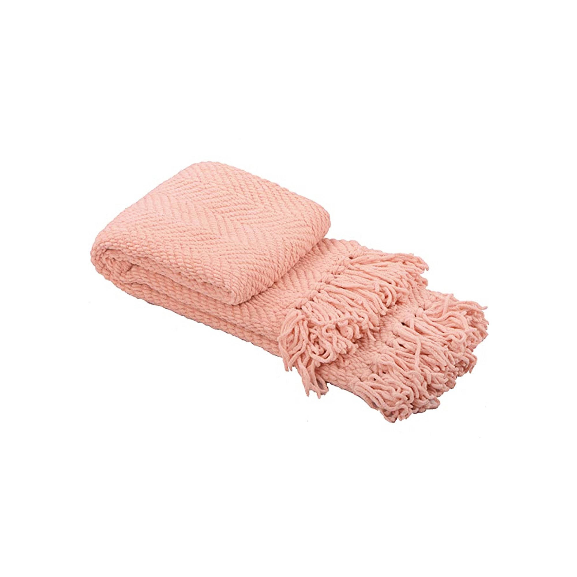 Serenta Knitted Tweed Tassel Throw, Pink Melba