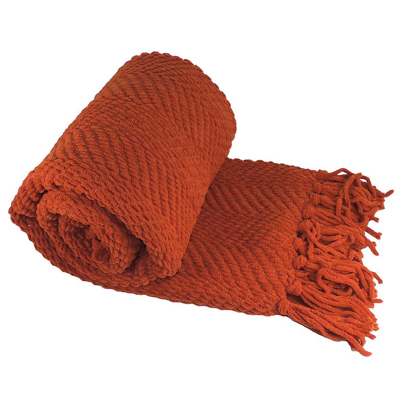 Serenta Knitted Tweed Throw, Orange