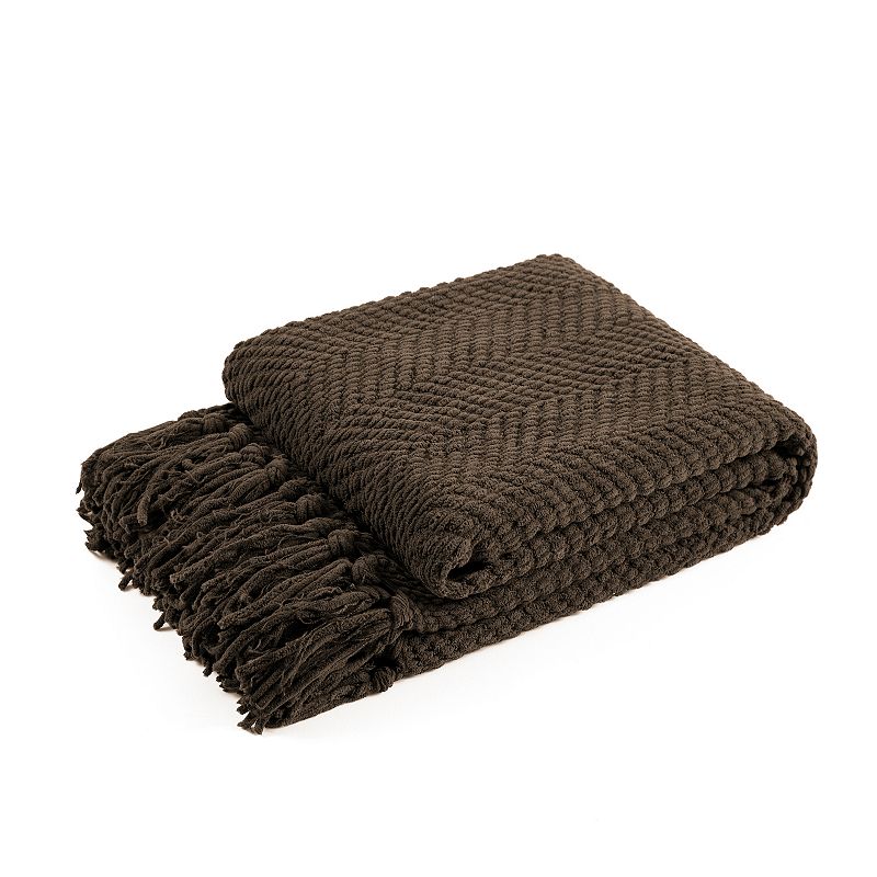 83042536 Serenta Knitted Tweed Throw, Brown sku 83042536