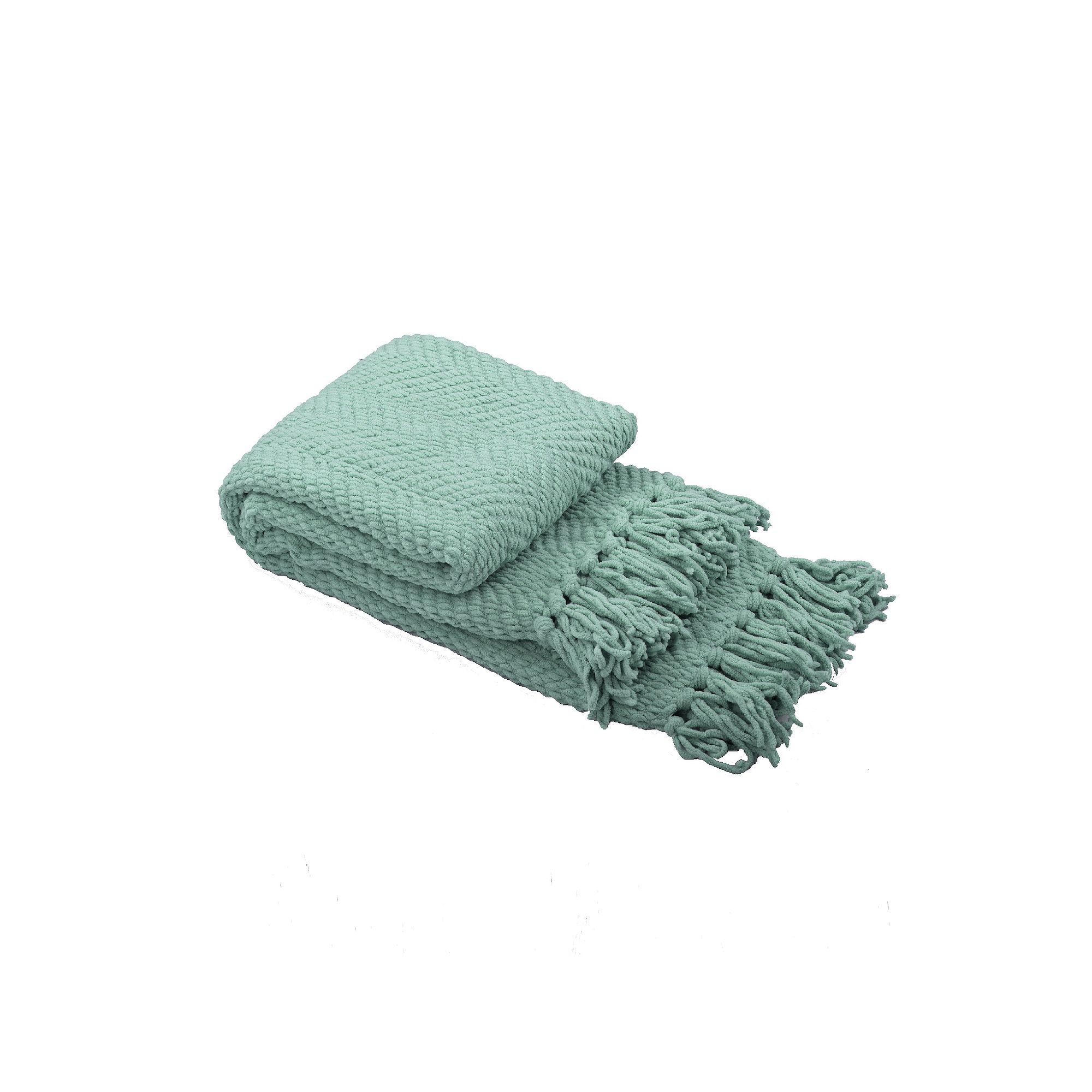 Serenta Knitted Tweed Tassel Throw, Silver Blue