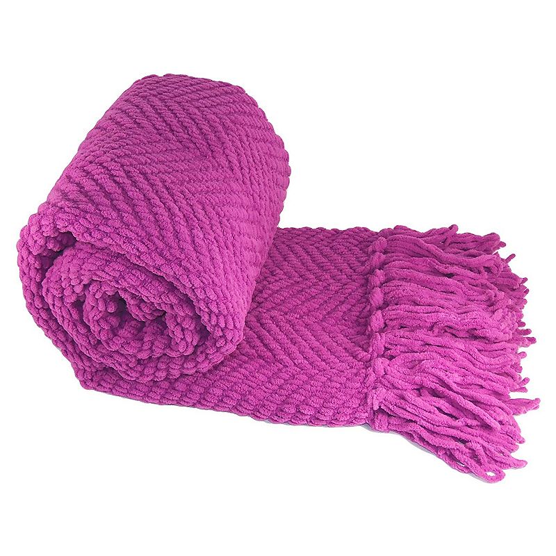 Serenta Knitted Tweed Throw, Purple