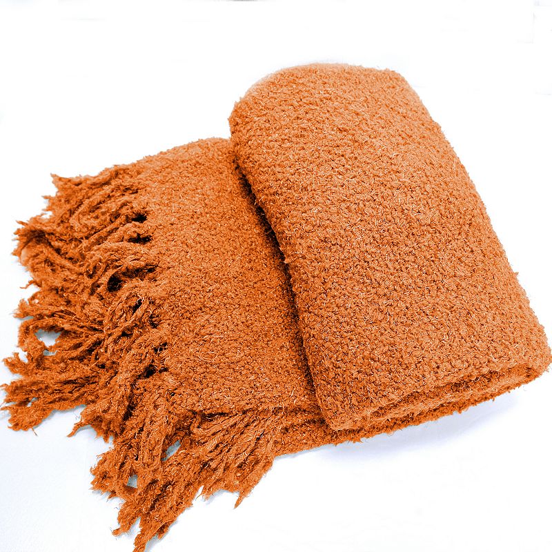 Fluffy Woven Throw, Orange