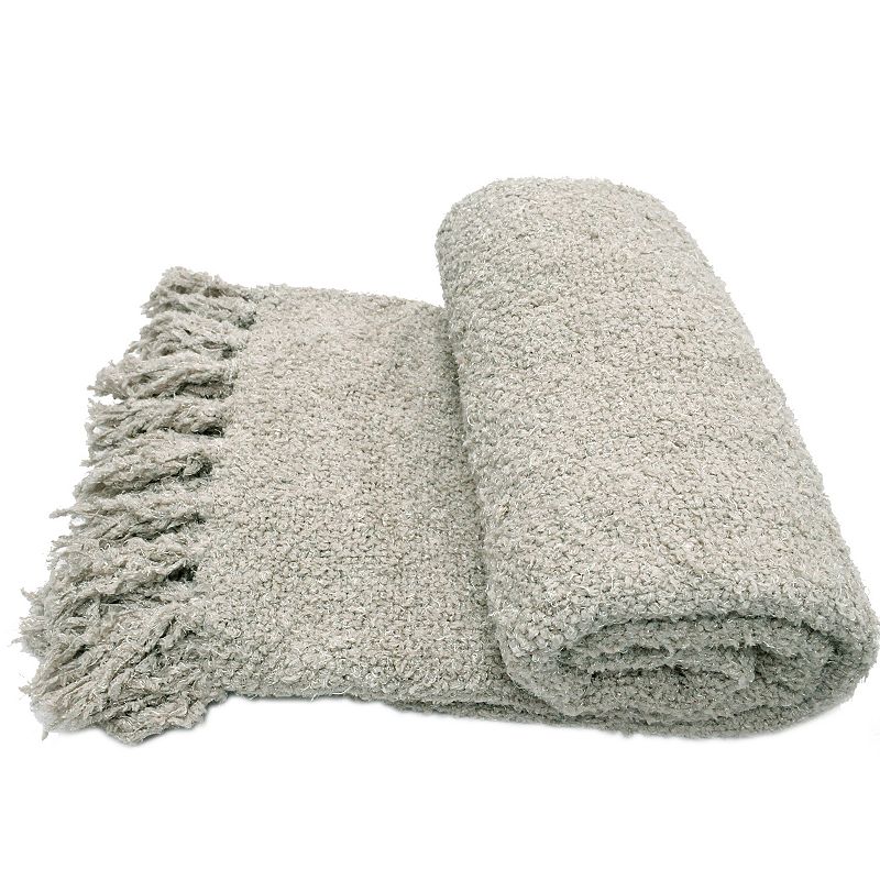 Fluffy Woven Throw, Beig/Green