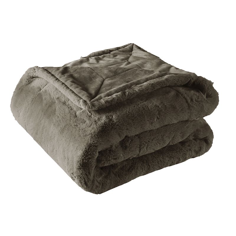 Heavy Faux Fur Throw, Brown