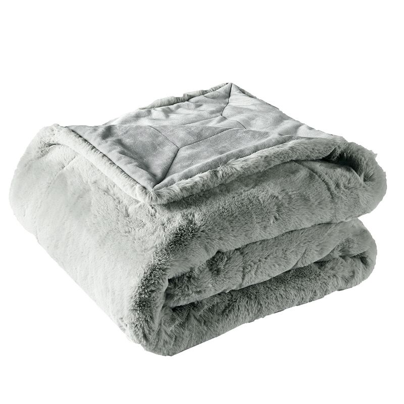 Heavy Faux Fur Throw, Grey