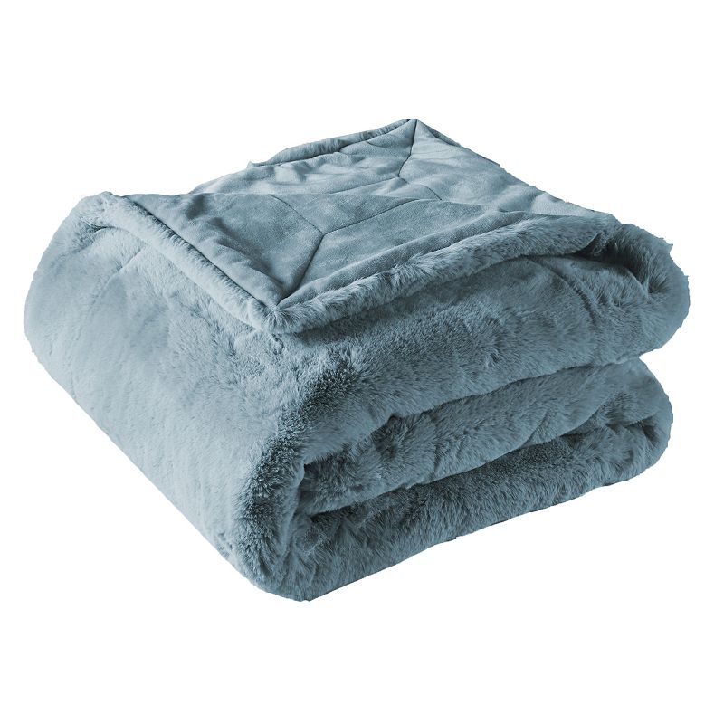 Heavy Faux Fur Throw, Blue